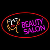 Red Beauty Salon With Girl Enseigne Néon