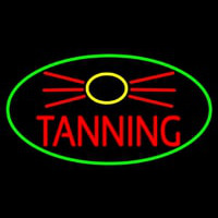 Red Tanning With Sun Logo Enseigne Néon