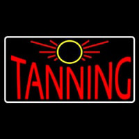 Red Tanning With Sun Logo Enseigne Néon