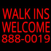 Red Walk Ins Welcome With Phone Number Enseigne Néon